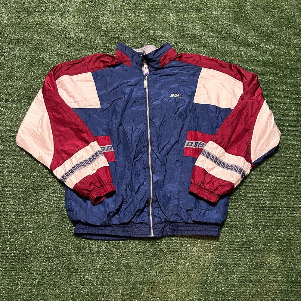 Vintage Bike Geometric Track Jacket Sz Large